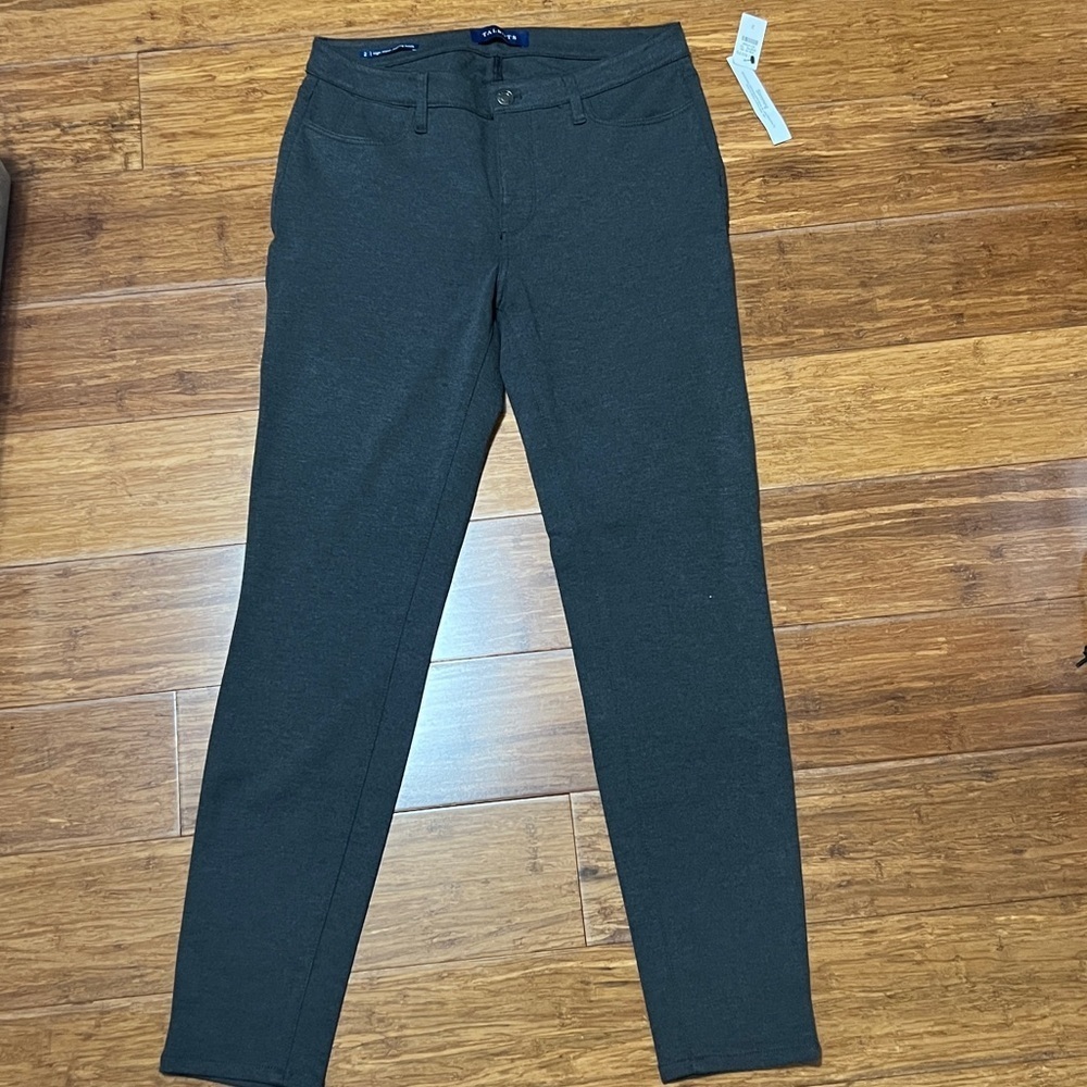 Talbots High-Waist Jegging Ankle Gray Pants, Sz 2, Zipper & button closure